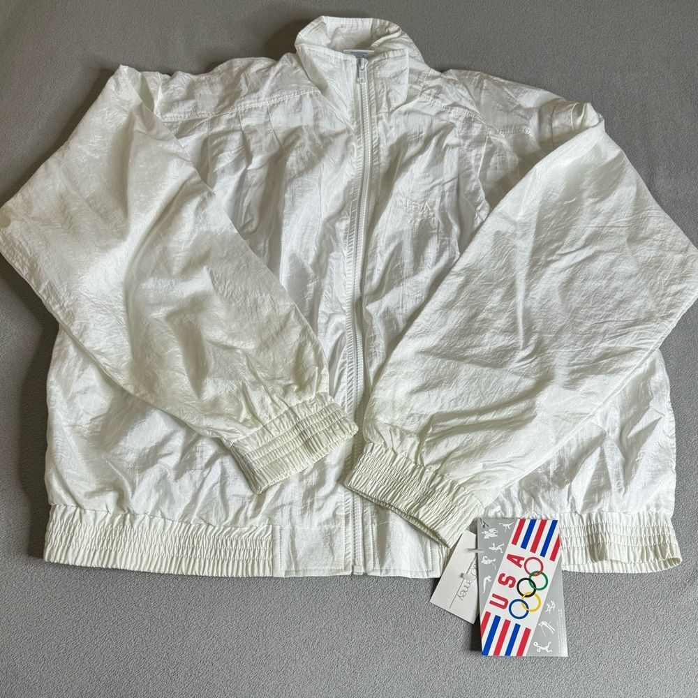 VINTAGE NWT 1998 USA Olympics Womens White Long Sleeve full zipper Jacket Size L